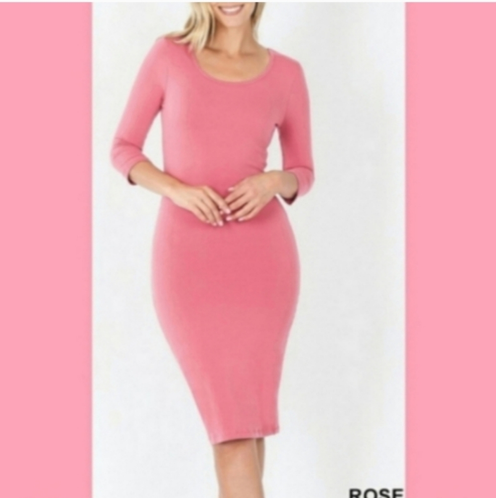 Zenana Outfitters Bodycon Dress - Rose